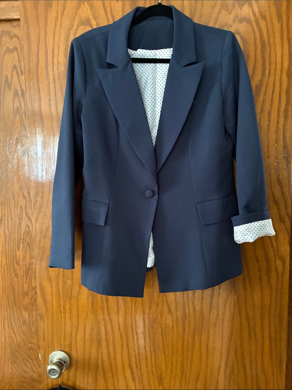 Women's Navy Single-Button Blazer Jacket